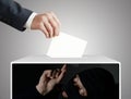 Thief Inside a Box Stealing Voting Ballot.