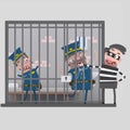 Thief making fun of arrested policemen.3D