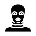 thief mask face glyph icon vector illustration