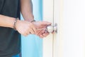 Thief opening door Royalty Free Stock Photo