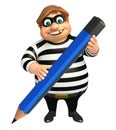 Thief with Pencil Royalty Free Stock Photo