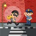 Thief and police cartoon