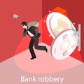 Thief running out of a bank vaul. Royalty Free Stock Photo