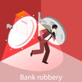Thief running out of a bank vaul. Royalty Free Stock Photo