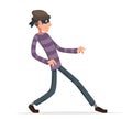 Thief sneak walk cartoon criminal character vector illustration