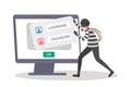 Thief steal personal data with password. Cyber crime