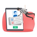 Thief steal personal data with password. Cyber crime Royalty Free Stock Photo