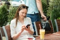 Thief Stealing Purse Of A Woman Royalty Free Stock Photo