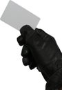 Thief with a white credit card Royalty Free Stock Photo