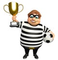 Thief with Winning cup & football