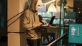 Thieves with anonymous masks hacking computer to steal information