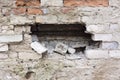 Thieves robbers smashed a brick wall. Royalty Free Stock Photo