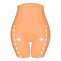 Thigh plastic surgery icon, cartoon style