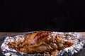 Thigh turkey baked in the oven with spices. Healthy food. Thanksgiving dinner Royalty Free Stock Photo