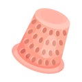 Thimble with Holes for Finger Protection Sewing Accessory Vector Illustration