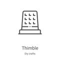 thimble icon vector from diy crafts collection. Thin line thimble outline icon vector illustration. Linear symbol for use on web Royalty Free Stock Photo