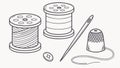 Thimble, Needle & Thread, Essential Sewing Tools, vector design Generative AI Royalty Free Stock Photo