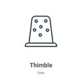 Thimble outline vector icon. Thin line black thimble icon, flat vector simple element illustration from editable sew concept Royalty Free Stock Photo