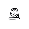 Thimble for sewing doodle icon, vector illustration