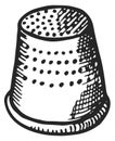 Thimble sketch. Tailor icon. Needlework tool engraving Royalty Free Stock Photo