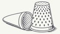Thimble and Spool of Thread, Sewing Essentials and Crafting, vector design Generative AI Royalty Free Stock Photo