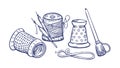 Thimble And Thread Sewing Icon, vector design Generative AI Royalty Free Stock Photo