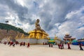 Thimphu, Bhutan - October 25, 2021: Buddha Dordenma statue on the hills around Thimphu. Gigantic golden Shakyamuni Buddha statue