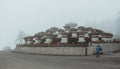 Thimphu, Bhutan - September 10, 2016: Druk Wangyal Khangzang Stupa with 108 chortens, Dochula Pass, Bhutan.