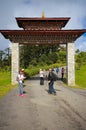 Thimphu, Bhutan - September 10, 2016: Tourists near Druk Wangyal Lhakhang Temple, Dochula Pass, Bhutan.