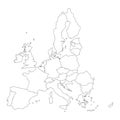 Thin black outline map of European Union - EU. Vector illustration