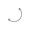 Dual double ended semi circle arrow. Semicircular curved thin long two sided arrow. Royalty Free Stock Photo
