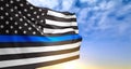 Thin Blue Line. American flag with police blue line. Support of police and law enforcement Royalty Free Stock Photo