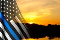 Thin Blue Line. American flag with police blue line Royalty Free Stock Photo