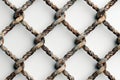 Thin chain wire fence, seamless pattern on white background, flat lay view Royalty Free Stock Photo