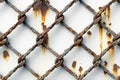 Thin chain wire fence, seamless pattern on white background, flat lay view Royalty Free Stock Photo
