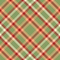 Thin check pattern seamless, checks vector fabric plaid. Diamond tartan texture background textile in green and red colors