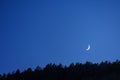 Thin crescent moon in the blue sky of the twilight Royalty Free Stock Photo