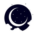 Thin crescent moon icon with stars Royalty Free Stock Photo