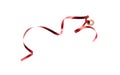 A thin curly red ribbon for Christmas and birthday present tag loop Royalty Free Stock Photo