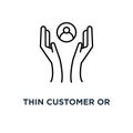 thin customer or client retention icon, symbol linear style trend modern simple logotype graphic art design concept of niche