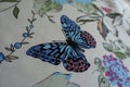 Thin fabric with delicate romantic butterfly pattern
