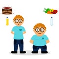Thin and fat. Child. The boy becomes thin. Royalty Free Stock Photo