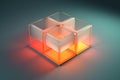 4 thin glowing squares arranged in 2x2 formation, connected to each other. Generative AI