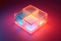4 thin glowing squares arranged in 2x2 formation, connected to each other. Generative AI