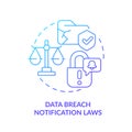 Thin gradient icon data breach notifications law concept Royalty Free Stock Photo