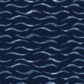 Thin Hand Painted Wavy Stripes Pattern Seamless Vector Pattern. Indigo Royalty Free Stock Photo
