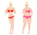 Thin Health and Fat woman. Lifestyle infographic vector illustration.