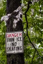 Danger sign thin ice