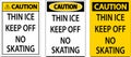 Thin Ice Sign Caution - Thin Ice Keep Off No Skating Royalty Free Stock Photo