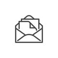 Thin Icon Email, Address and Mail or Newsletter. Such Line Sign as Isolated Open Envelope and Paper Letter. Custom Royalty Free Stock Photo